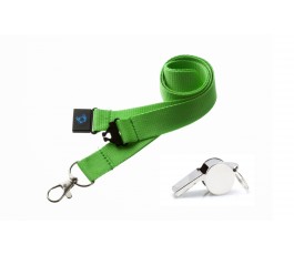 Neon Green Hi Quality 20mm Lanyard with Metal Whistle