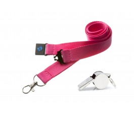 Pink Hi Quality 20mm Lanyard with Metal Whistle
