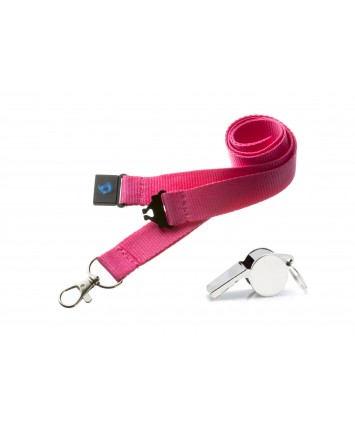 Pink Hi Quality 20mm Lanyard with Metal Whistle