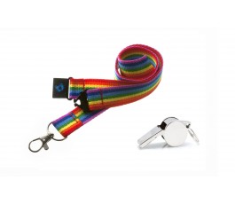 Rainbow Hi Quality 20mm Lanyard with Metal Whistle